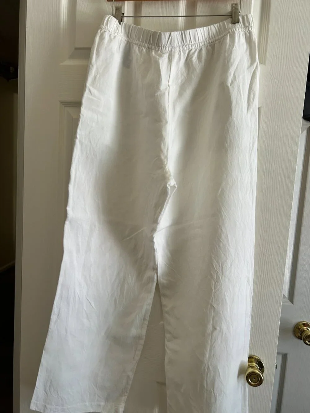 H&M White Linen Blend Wide Leg Pants